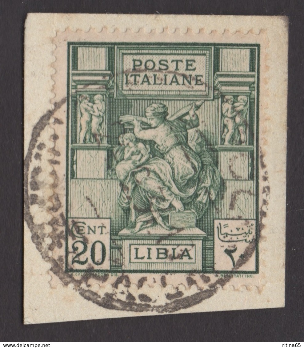 LIBIA !!! 1924 20 CT. SERIE SIBILLA SENZA D. 14 SU FRAMMENTO !!! 40 - Libia