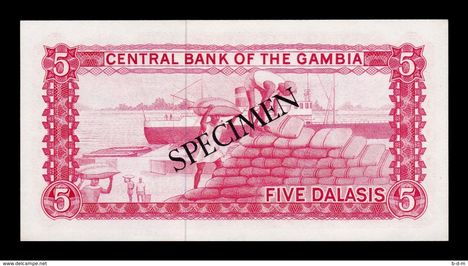 Gambia 5 Dalasis 1972-1986 Pick 5c Specimen SC UNC - Gambia