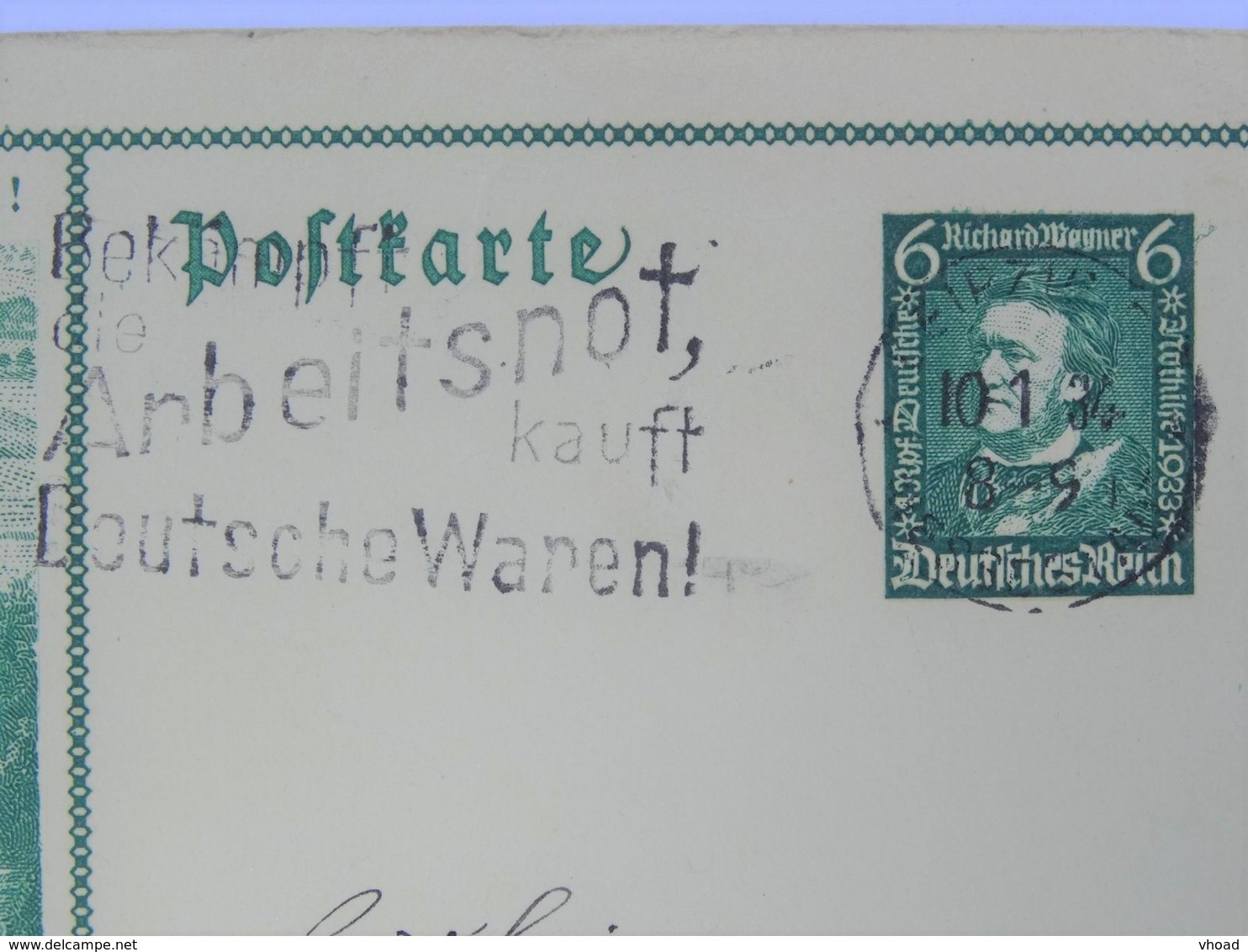 1934 DR Postkarte Leipzig, Ganzsache P 249, Freistempel "Bekämpft Die Arbeitsnot, Kauft Deutsche Waren!" - Briefe U. Dokumente