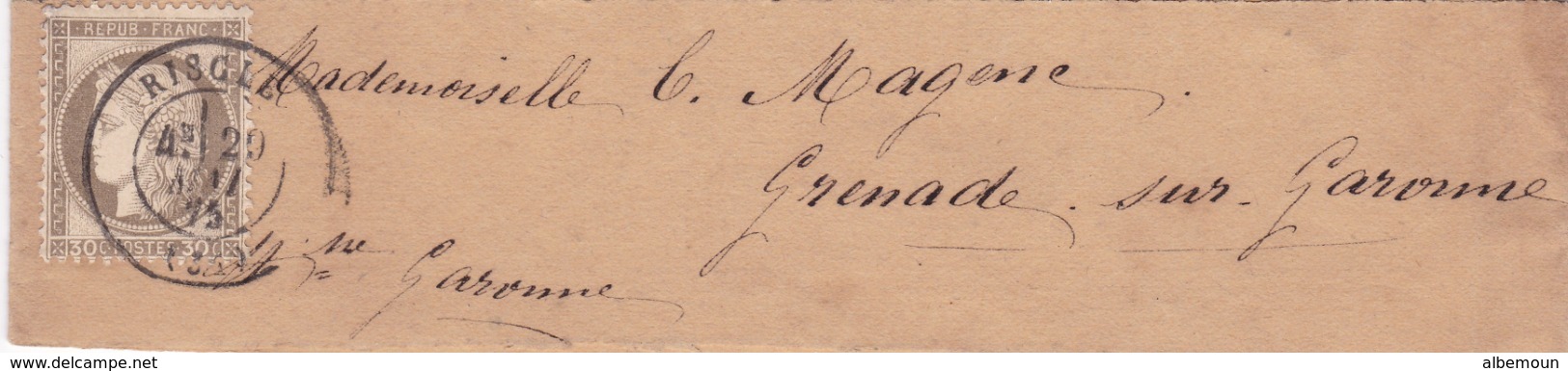 Céres Yvert 56 Sur Bande Journal De Riscle Pour Magene à Grenade Sur Adour 1875 - 1849-1876: Periodo Classico