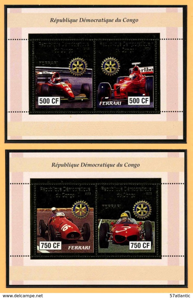 FORMULE 1 - FERRARI - 2 BLOCS FEUILLETS DE 2 VIGNETTES OR NEUVES ** - Automobile - F1