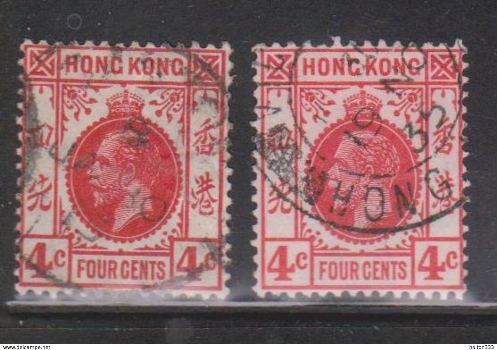 HONG KONG Scott # 111, 133 Used - King George V Watermarks 3 & 4 - Used Stamps