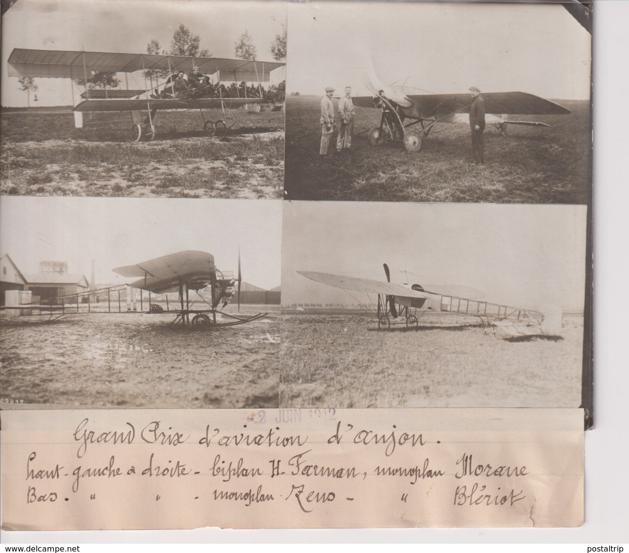 GRAND PRIX AVIATION D'ANJOU BIPLAN H FARMAN MONOPLAN MORANE ZEUS BLERIOT 18*13CM Maurice-Louis BRANGER PARÍS (1874-1950) - Aviación