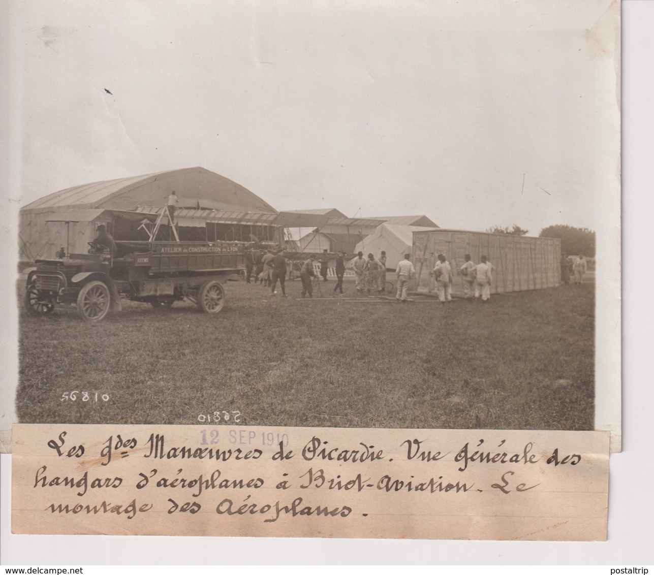 GRANDES MANOEUVRES DE PICARDIE HANGARS L'AEROPLANES BRIOT AVIATION  18*13CM Maurice-Louis BRANGER PARÍS (1874-1950) - Aviación