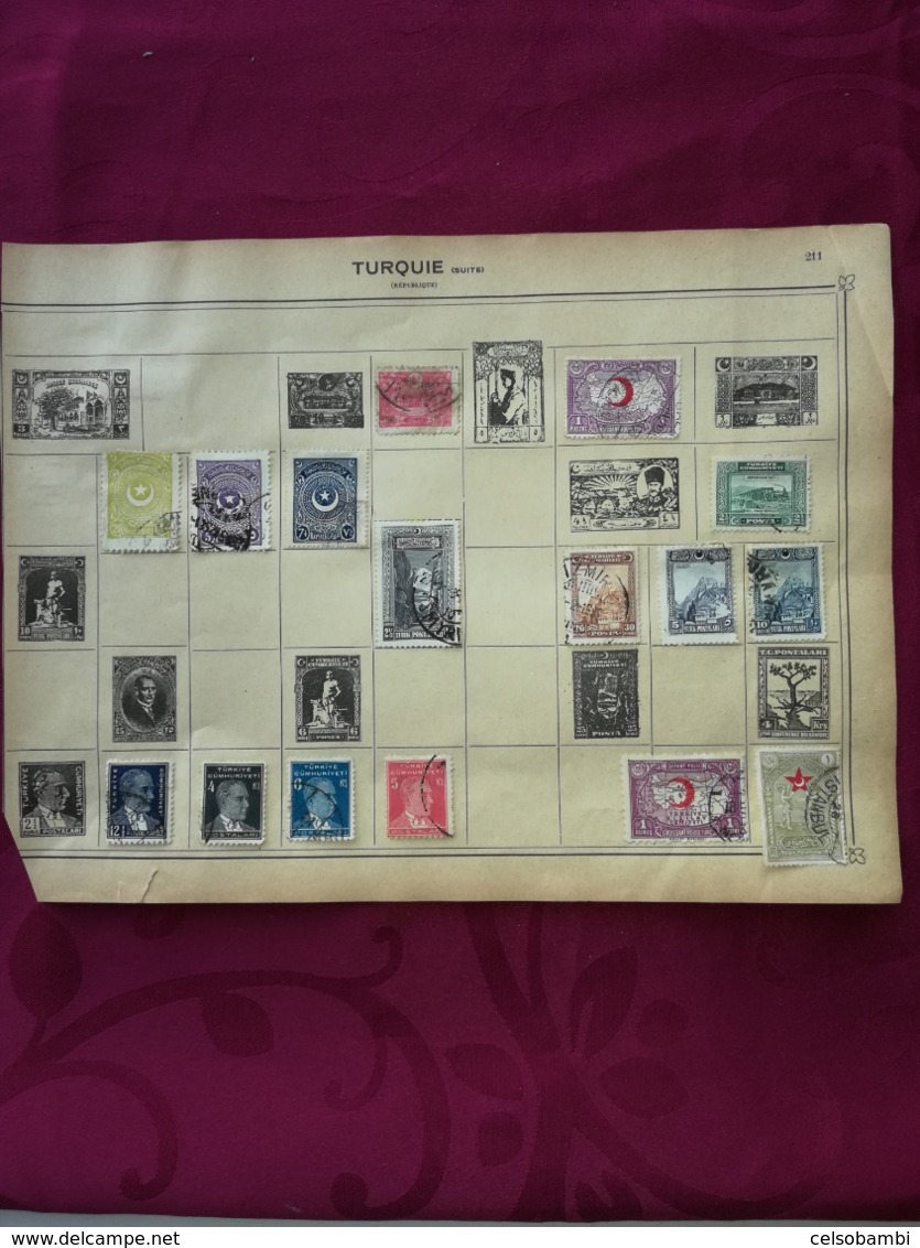 TURKEY 1881-1951 89 STAMPS FROM OLD ALBUM PAGES- UNCHECKED