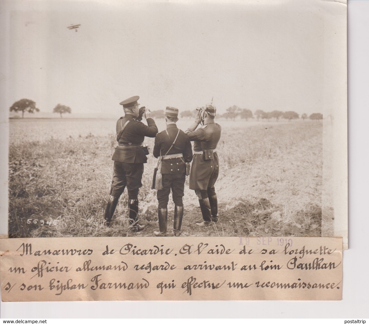 GRANDES MANOEUVRES DE PICARDIE PAULHAN OFFICIER ALLEMAND FARMAN AVIATION 18*13CM Maurice-Louis BRANGER PARÍS (1874-1950) - Aviación