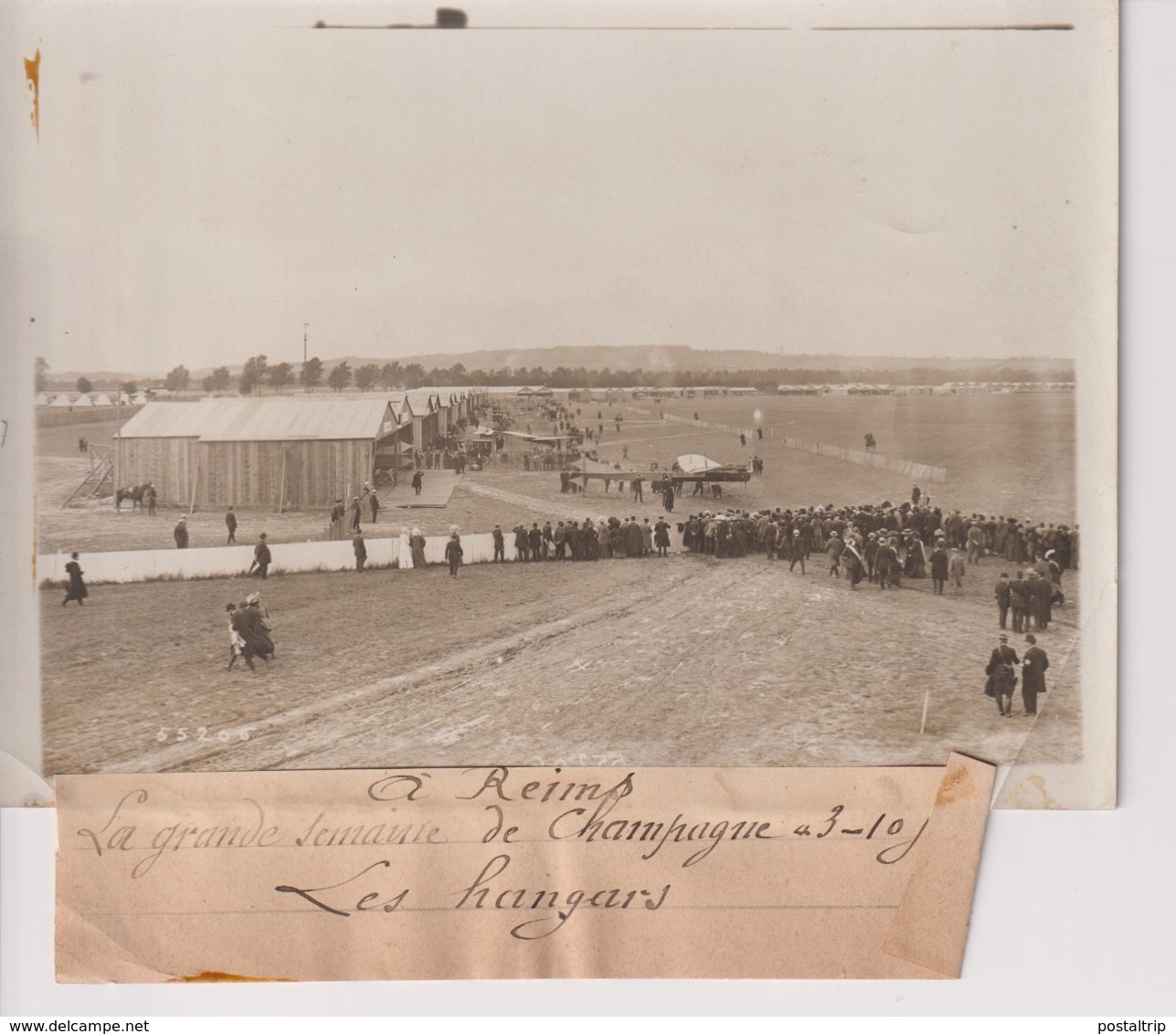 A REIMS LA GRANDE SEMAINE DE CHAMPAGNE  LES HANGARS 18*13CM Maurice-Louis BRANGER PARÍS (1874-1950) - Aviación