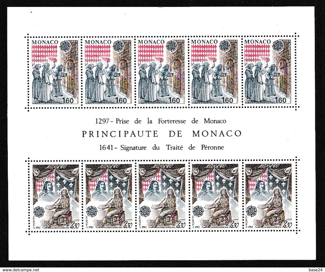 1982 Monaco EUROPA CEPT EUROPE Foglietto MNH** Minisheet - 1982