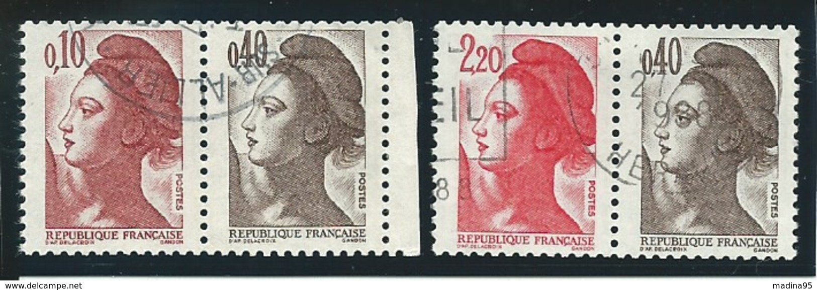 FRANCE: Obl., N°2179a + 2376b, TB - 1982-1990 Liberté De Gandon