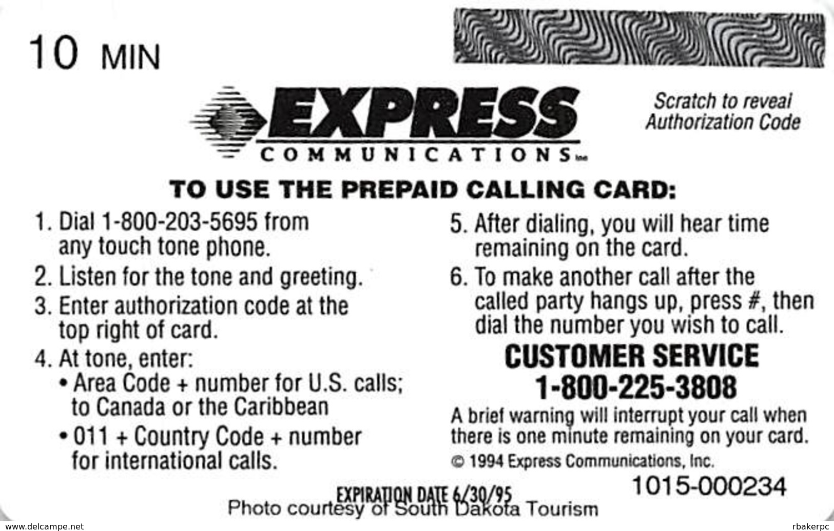 Express Phone Ticket - World's Only Corn Palace 1994 South Dakota - Andere & Zonder Classificatie