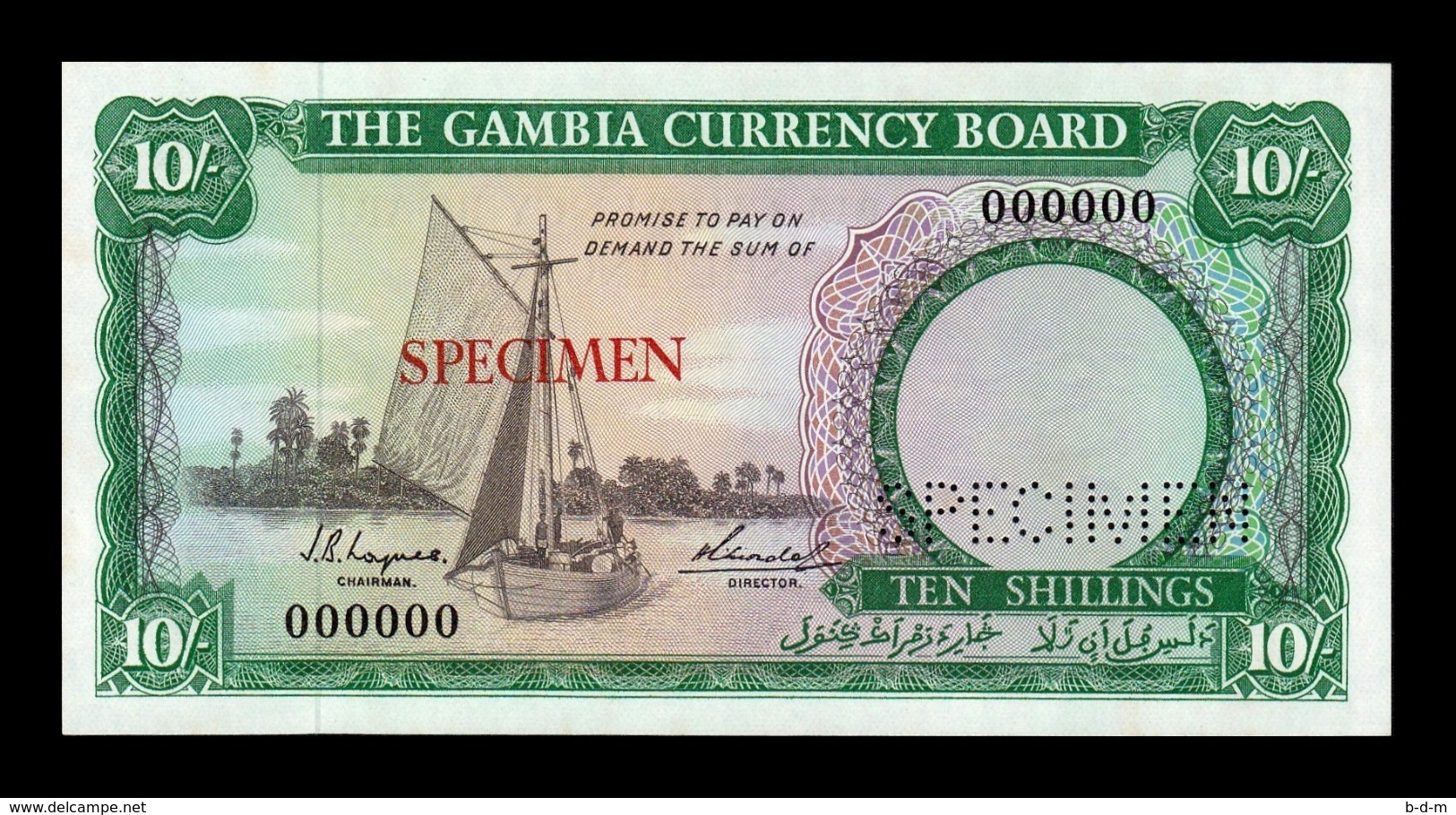 Gambia 10 Shillings 1965-1970 Pick 1s Specimen SC- AUNC - Gambia