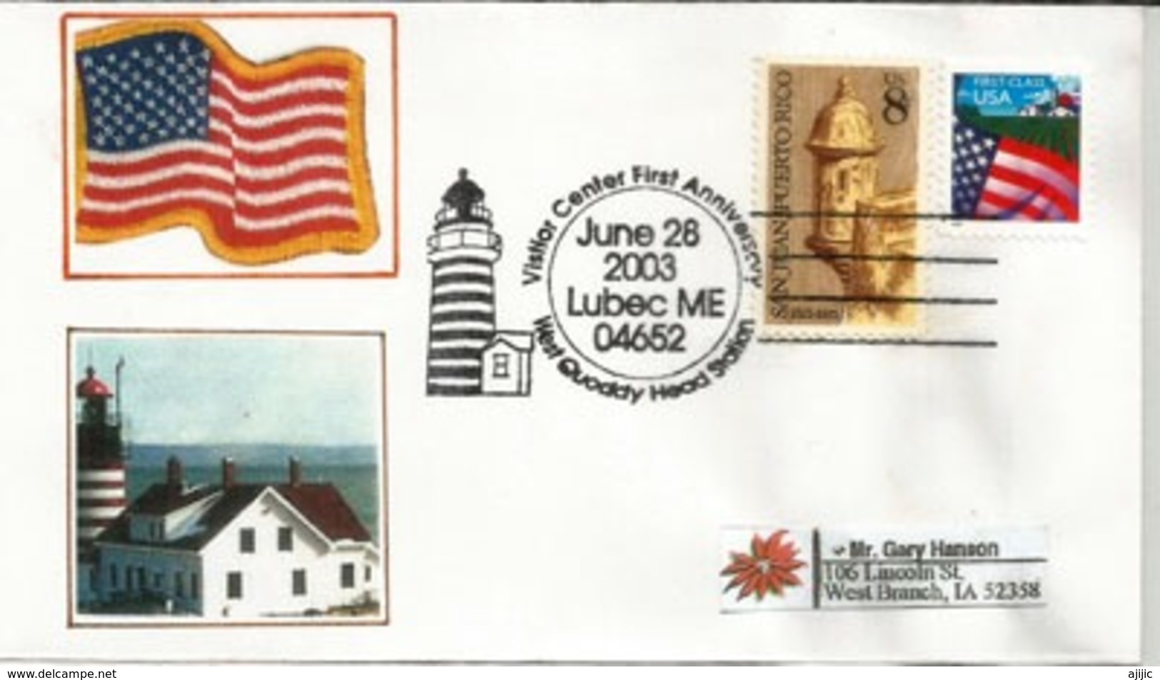 USA.West Quoddy Head Lighthouse. Lubec. MAINE. (Lubec Is The Extreme Point East Of The United States), Letter Sent To IA - Fari