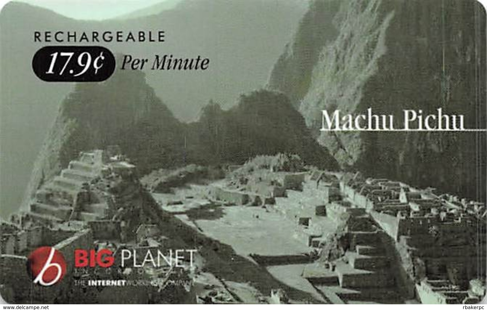 Big Planet Rechargeable Phone Card - Machu Pichu - Landscapes