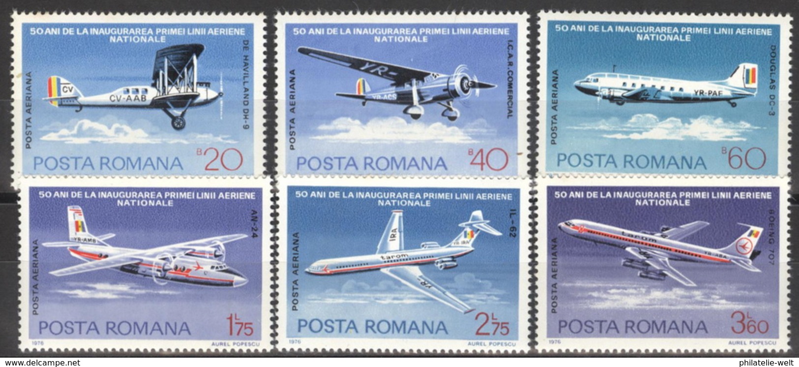 Rumänien 3343/48 O ** Postfrisch Flugzeuge - Ungebraucht