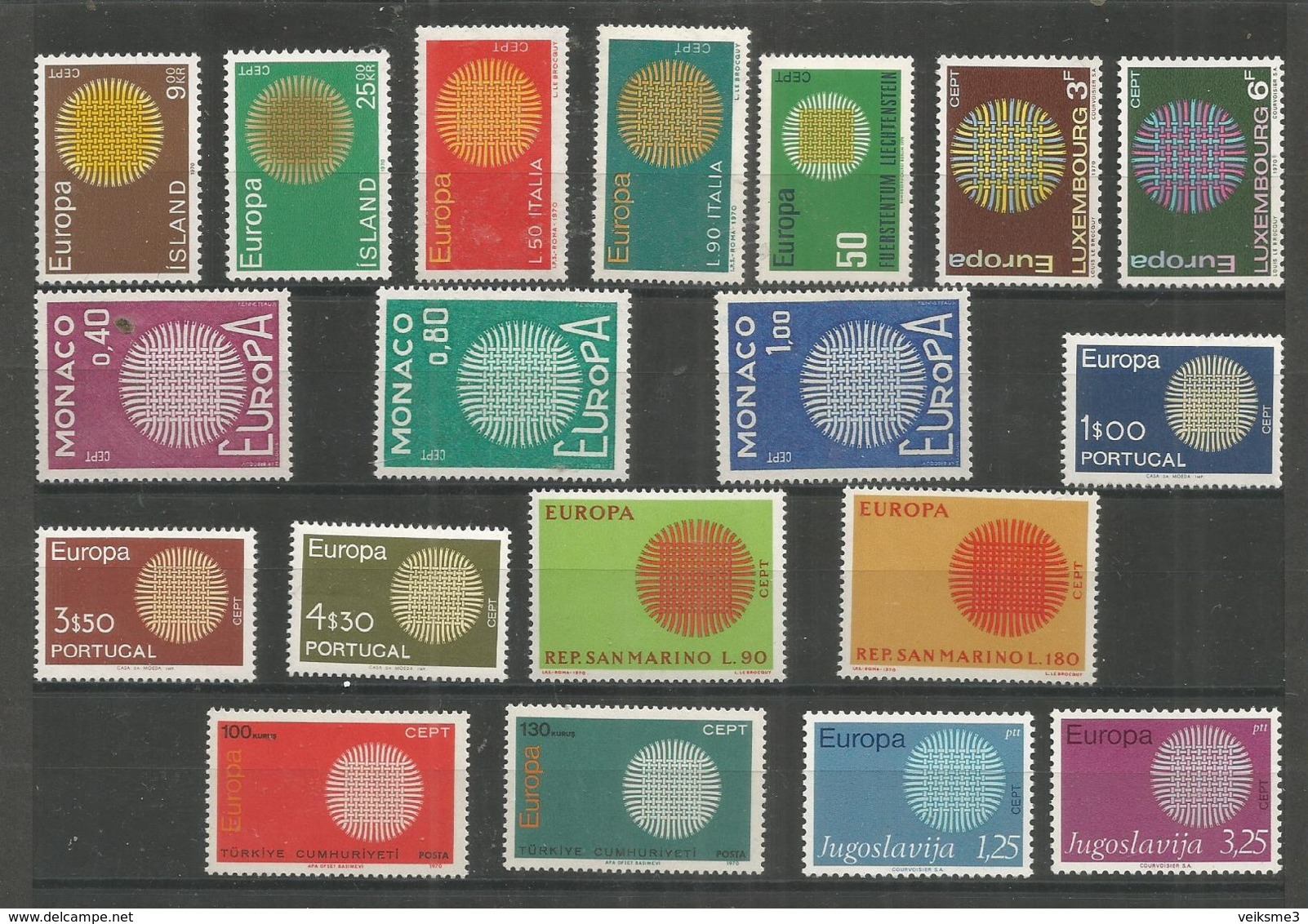 19 Stamps DIFFERENT - MNH - Europa-CEPT - Art - 1970 - 1970