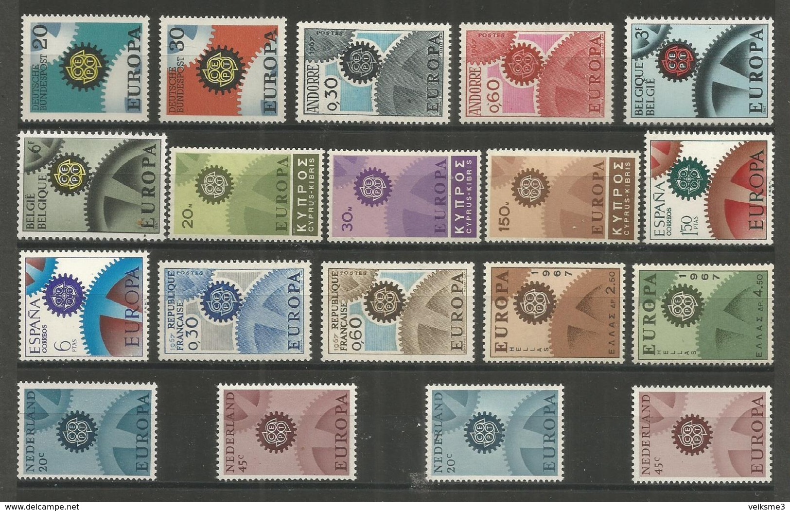 19 Stamps DIFFERENT - MNH - Europa-CEPT - Art - 1967 - 1967