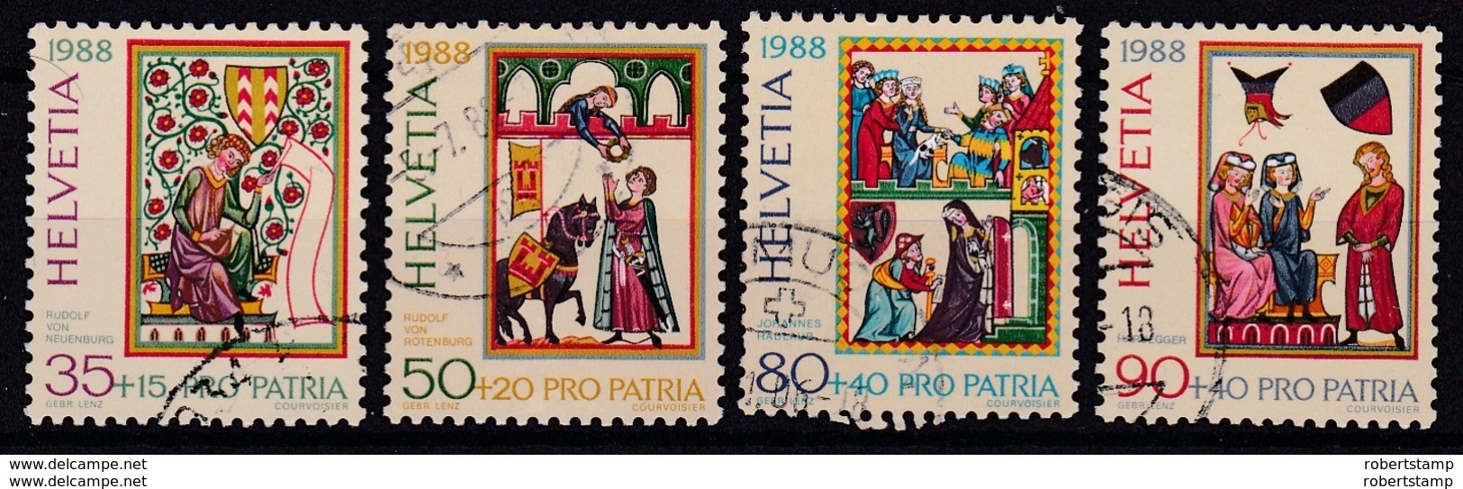 SUIZA 1988 -  Serie Completa Usada Pro Patria Yvert Nº 1300/1303 - Usados