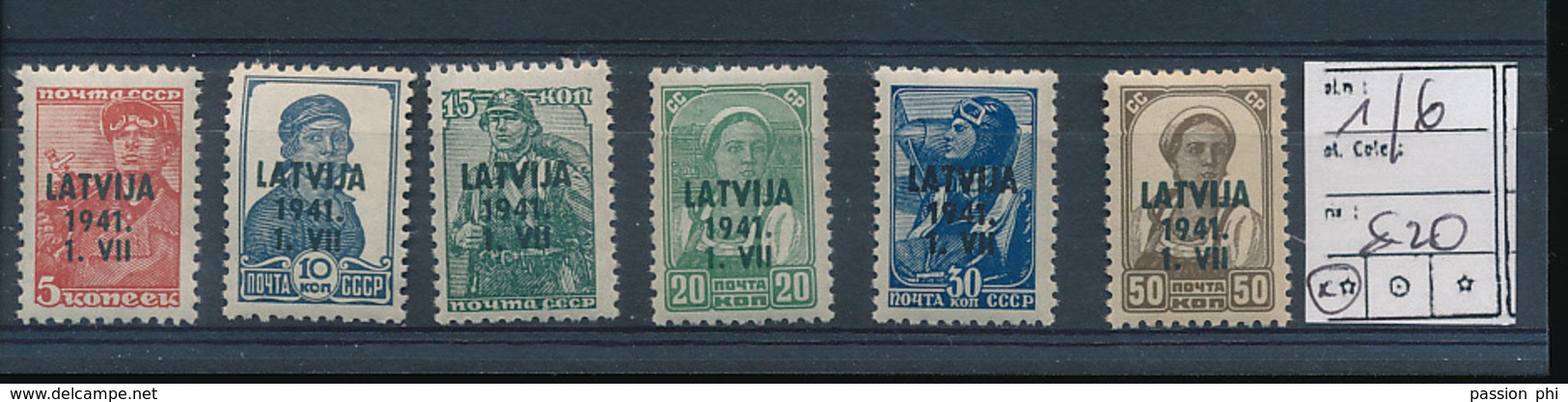 LATVIA LETTONIE WWII YVERT 1/6 MNH - Lettonie