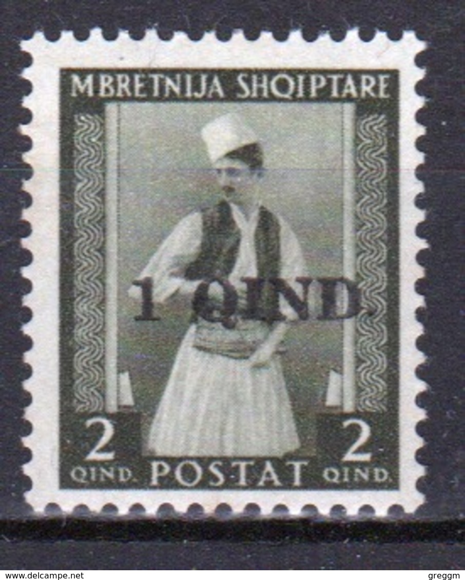 Albania 1942 Single 1 Qind Overprint Stamp Showing Tosk Man. - Albania