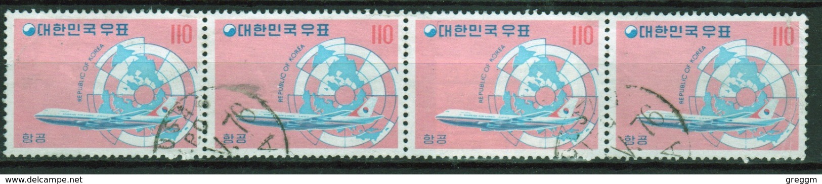 South Korea Strip Of Four Air Stamps Issued In 1973. - Korea, South