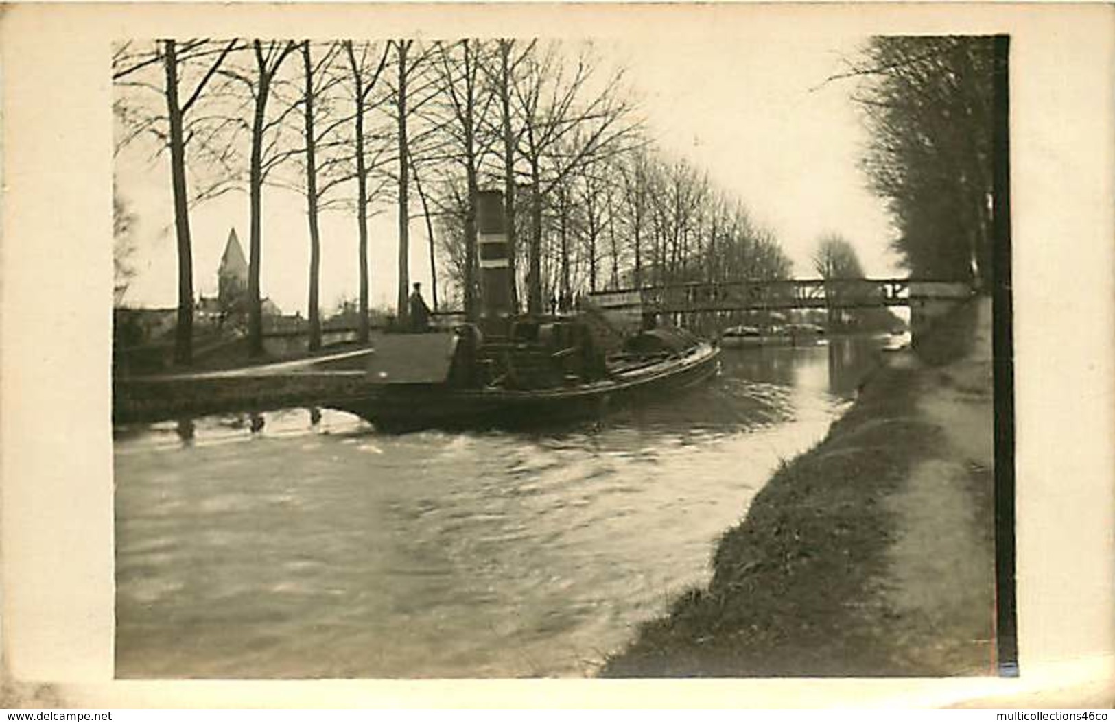 090919 - CARTE PHOTO 1916 Bateau Péniche Navigation Sur Le Canal De La Marne Au Rhin - Embarcaciones