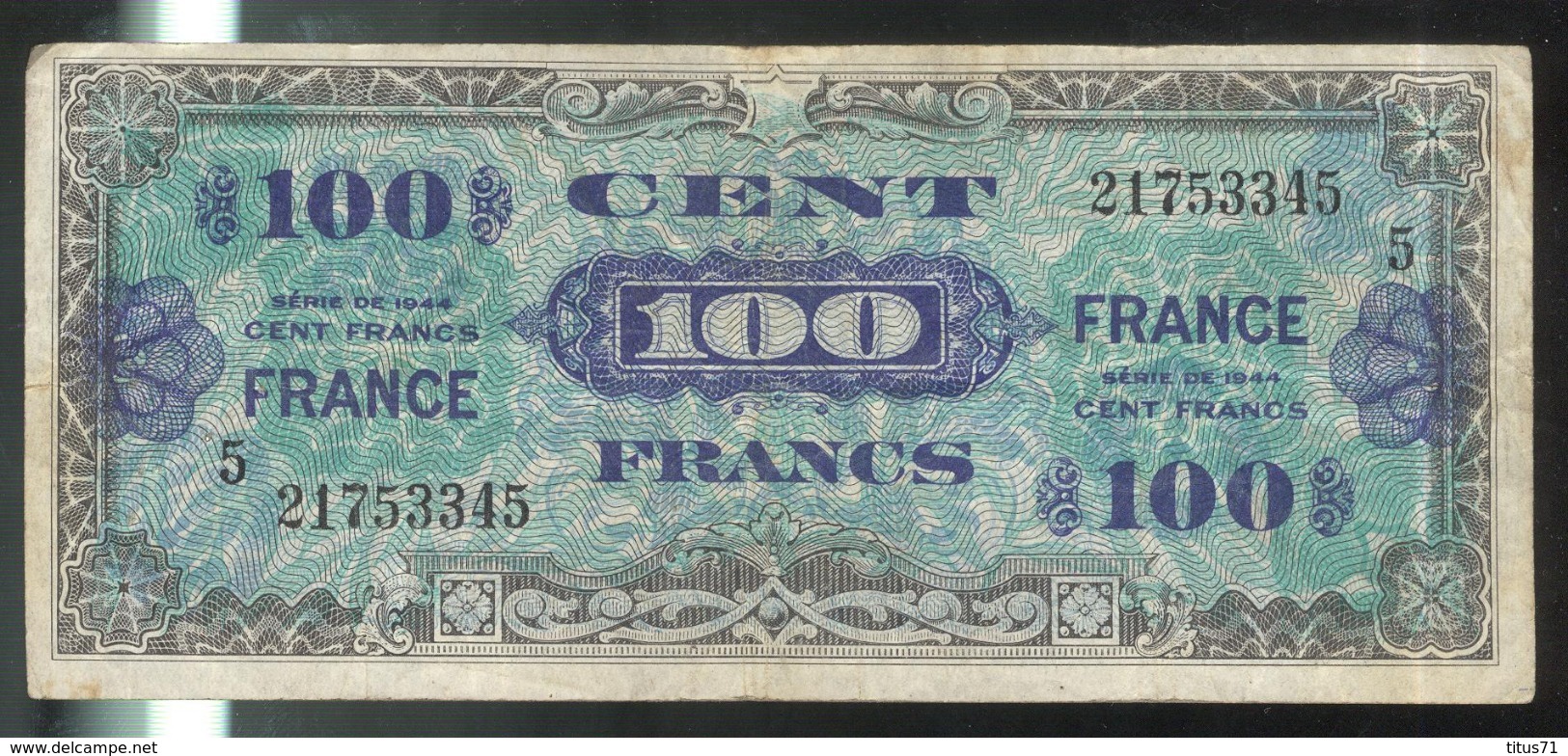 Billet 100 Francs Verso France 1945 Série 5 - 1945 Verso Frankreich