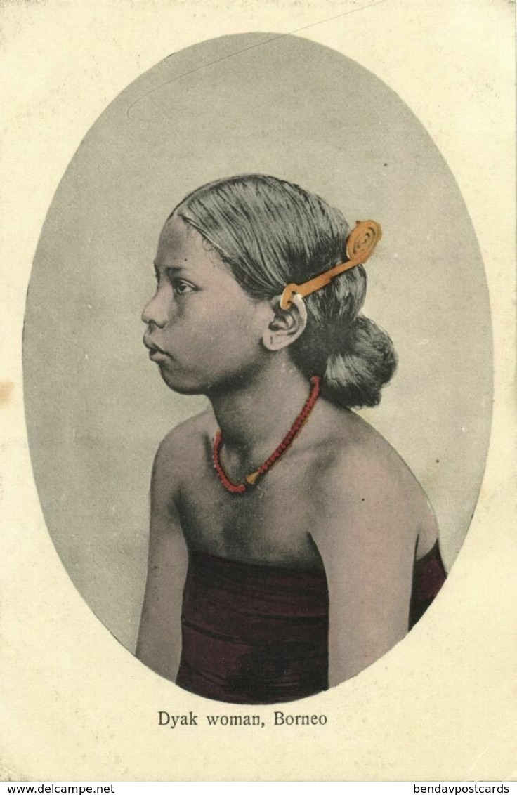 Malay Malaysia, BORNEO SARAWAK, Beautiful Dayak Woman, Jewelry (1910s) Postcard - Malaysia