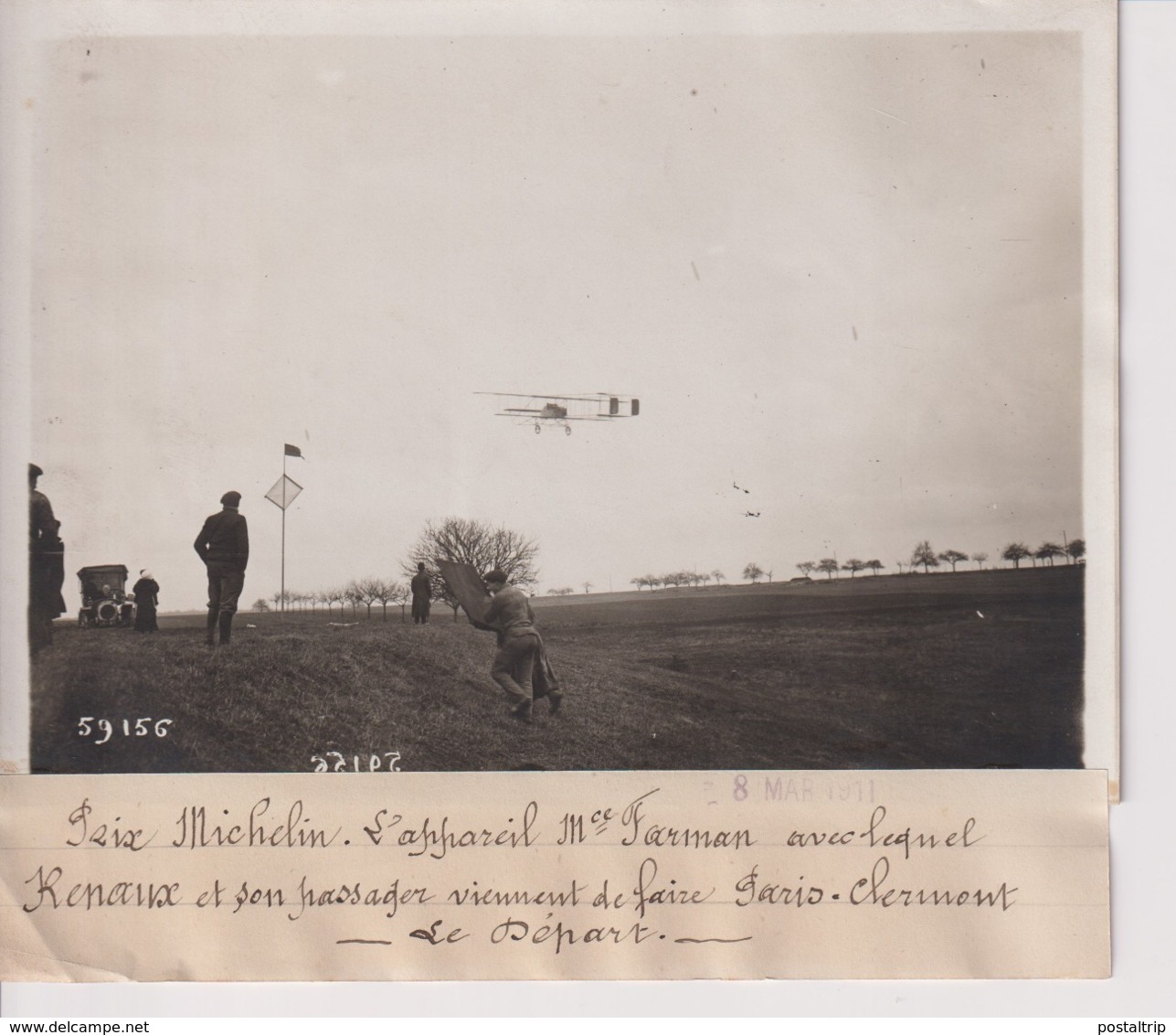 PRIX MICHELIN L'APPAREIL FARMAN RENAUX PARIS CLERMONT LE DEPART   18*13CM Maurice-Louis BRANGER PARÍS (1874-1950) - Aviación