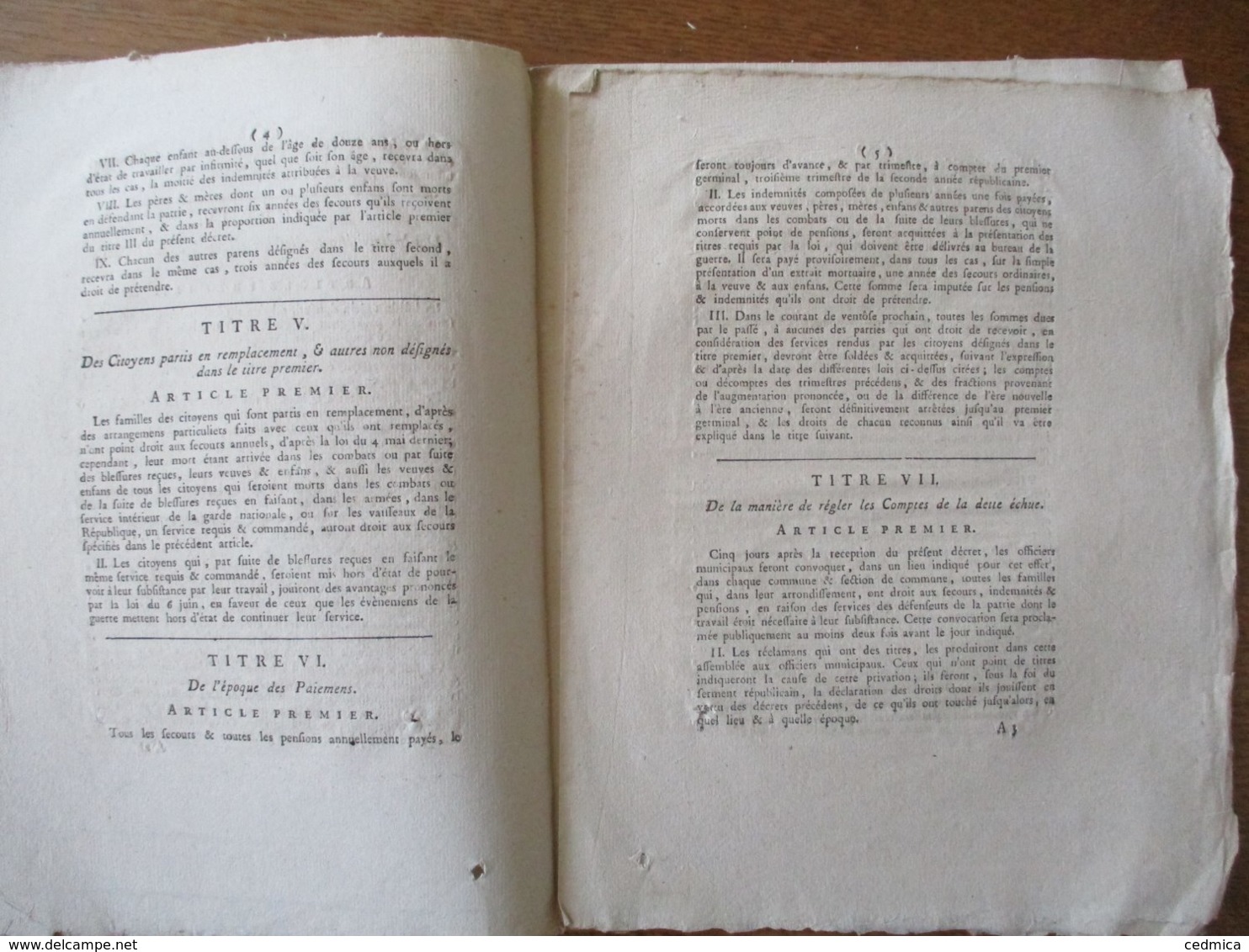 21e JOUR DE PLUVIÔSE AN SECOND DE LA REPUBLIQUE DECRET DE LA CONVENTION NATIONALE DEFENSEURS DE LA PATRIE & LEUR FAMILLE - Decrees & Laws