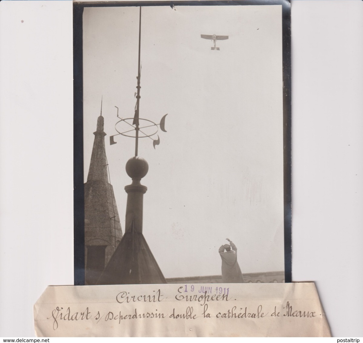 CIRCUIT EUROPÉEN VIDART SUR  DEPERDUSSIN CATHÉDRALE  DE MEAUX  18*13CM Maurice-Louis BRANGER PARÍS (1874-1950) - Aviación