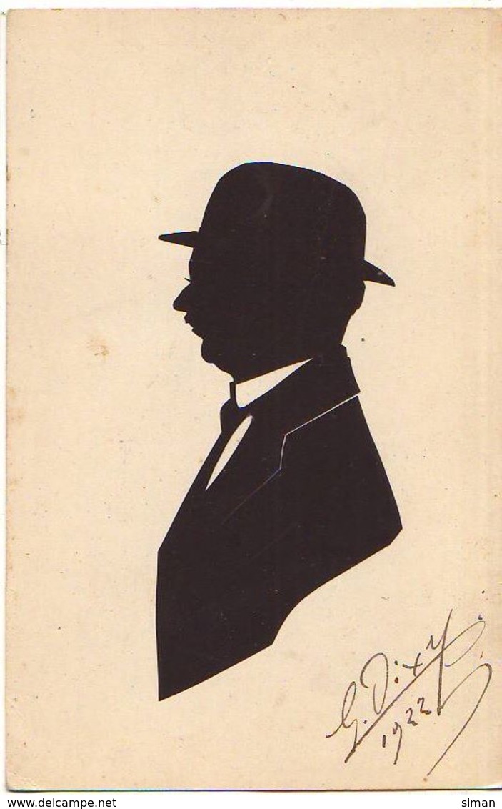 N°13272 - Silhouette D'un Homme Avec Une Chapeau - Silhouette - Scissor-type