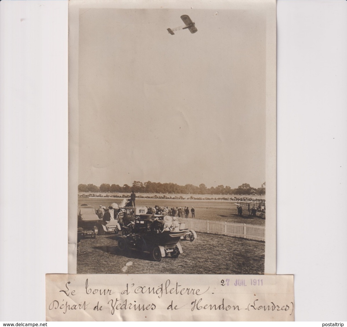 TOUR D'ANGLETERRE DÉPART DE VÉDRINES DE HENDON LONDRES   18*13CM Maurice-Louis BRANGER PARÍS (1874-1950) - Aviación