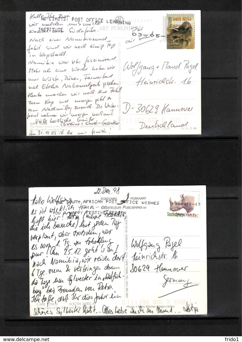 South Africa 1998+2005 2 Interesting Postcards - Lettres & Documents