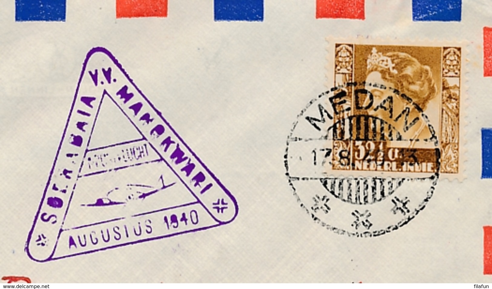 Nederlands Indië - 1940 - 32,5 Cent Wilhelmina Op Openingsvlucht Soerabaja - Manokwari - Speciale Envelop - India Holandeses