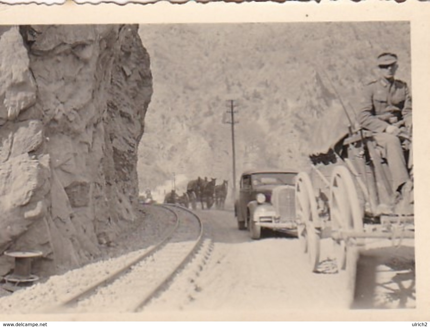 Foto Deutsche Kolonne - Kresnapass - Kresna Gorge Bulgaria - Pioniere IR 46 - 2. WK - 8*5,5cm (43458) - Krieg, Militär