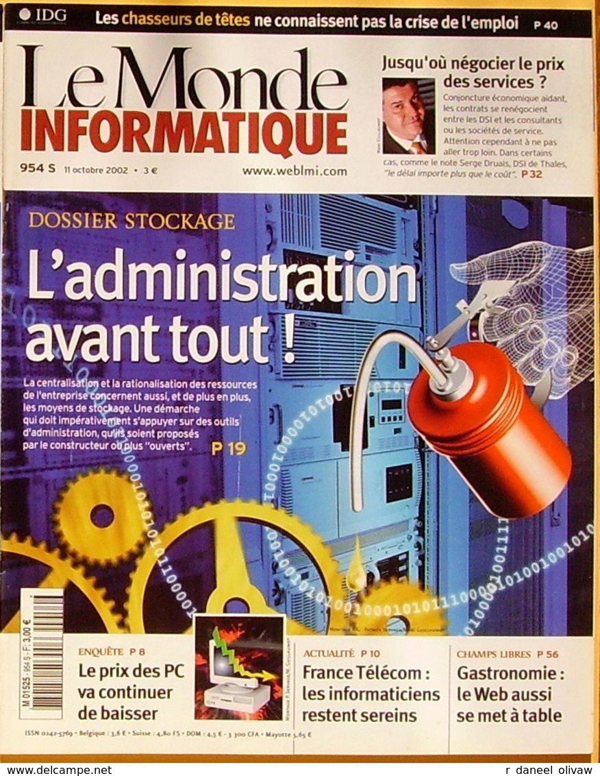 Le Monde Informatique N° 954 S - 11/10//2002 (TBE+) - Informatique