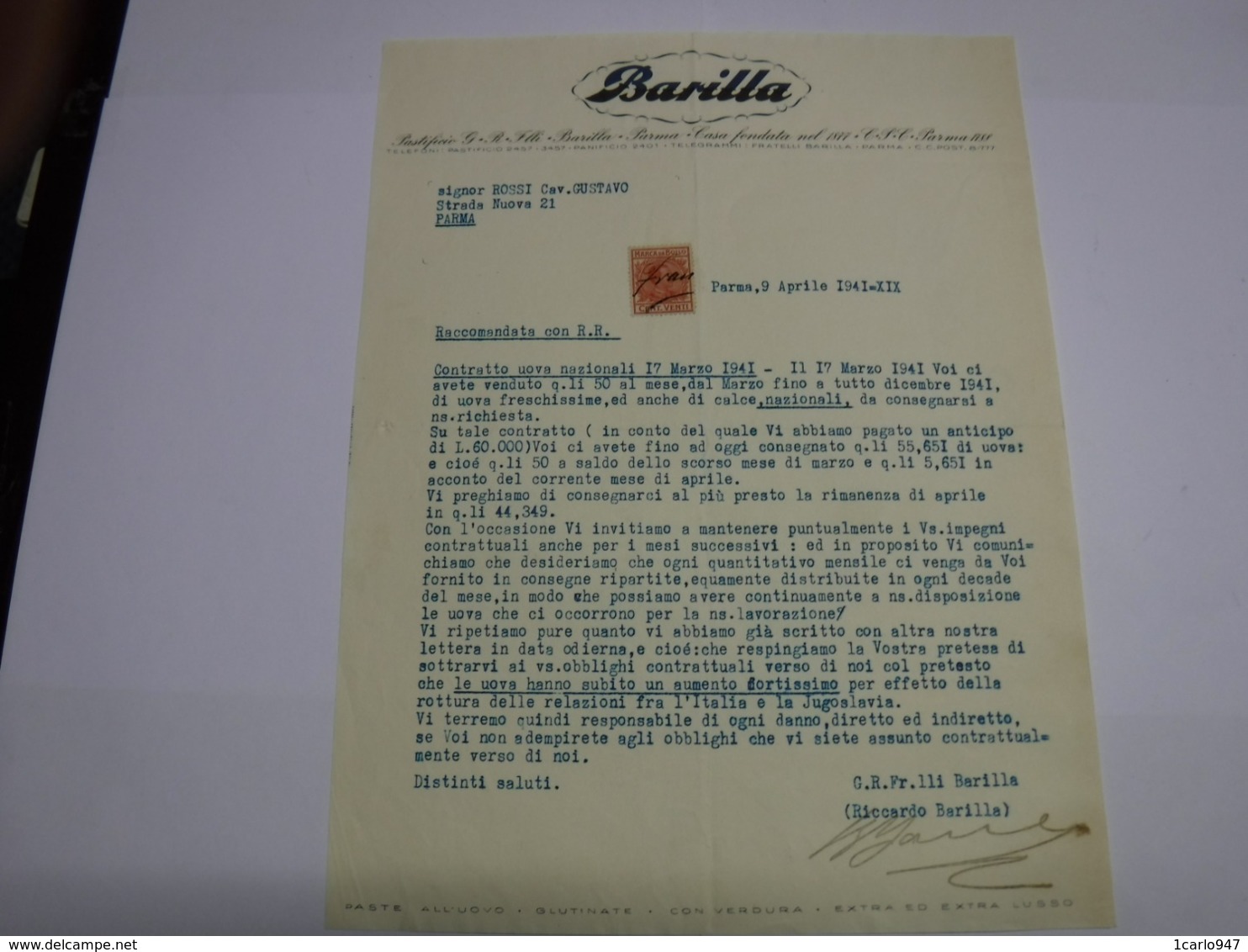 PARMA  ---  BARILLA  -- G.R.  FRATELLI  BARILLA  -- PASTIFICIO - Italia