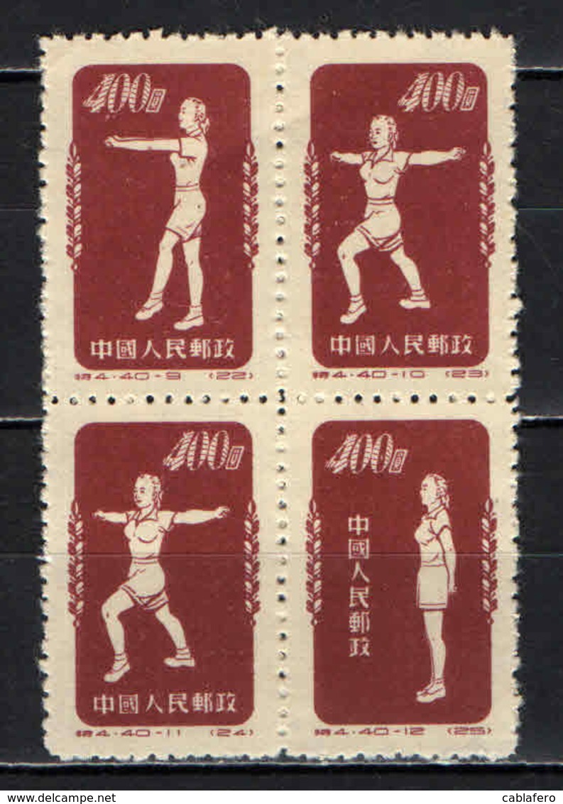 CINA - REPUBBLICA POPOLARE - 1952 - ESERCIZI FISICI - SENZA GOMMA - Unused Stamps