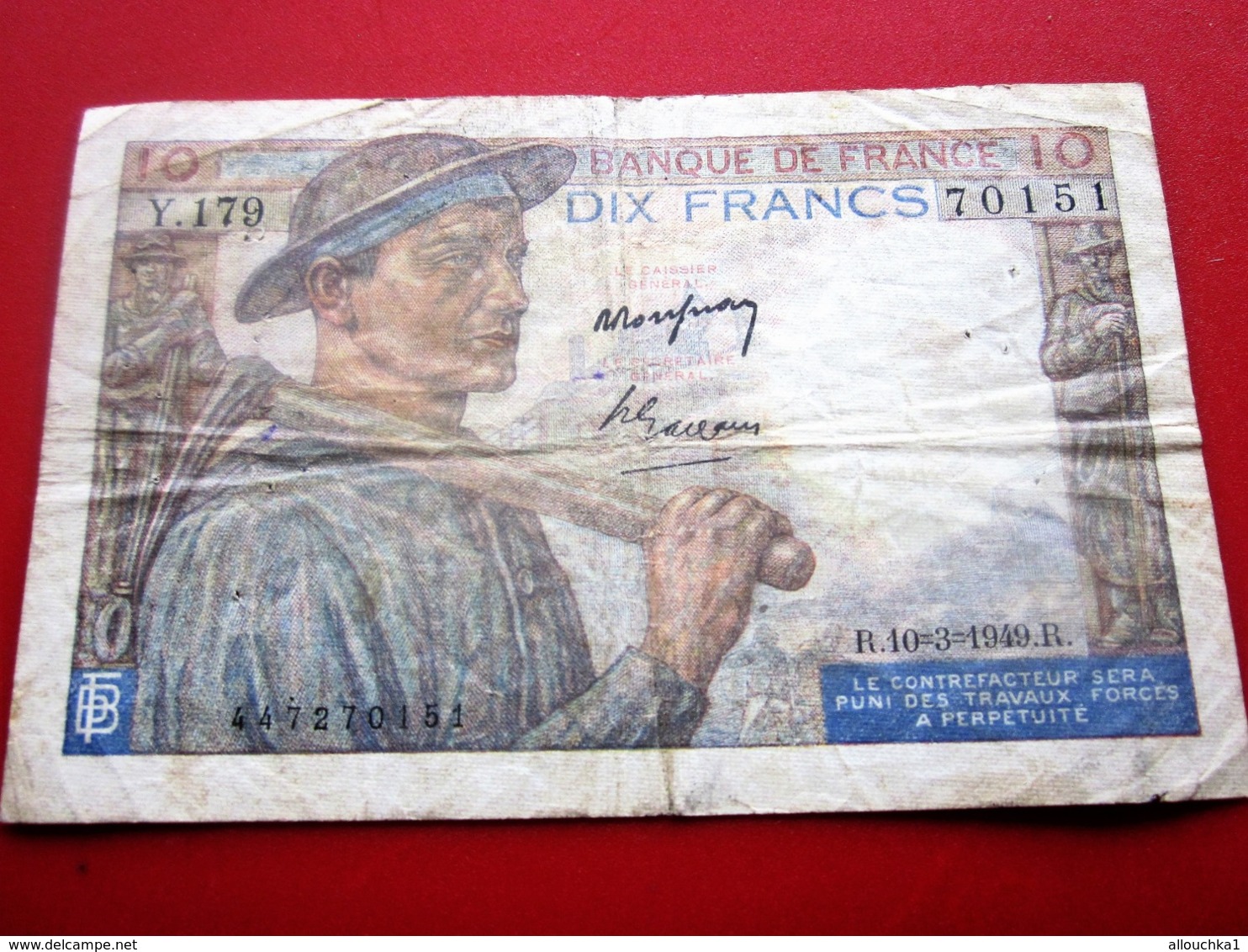 1939 Monnaie Billets De Banque Bank Billet France Anciens Francs Circulés Au XXème 10F "Mineur''état  Voir Photos - 10 F 1941-1949 ''Mineur''