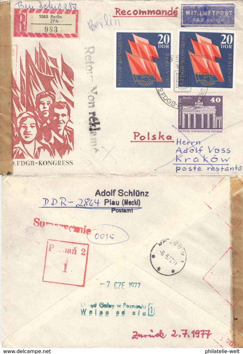 DDR 2x2219,1879 Auf Retour-R-Brief Nach Polen - Lettres & Documents