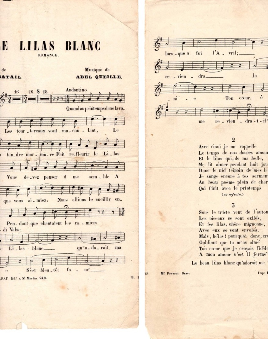 CAF CONC MARIUS RICHARD LUIDJI MONCLAIR PARTITION XIX LE LILAS BLANC BATAIL ABEL QUEILLE 1882 ILL CLÉRICE - Autres & Non Classés