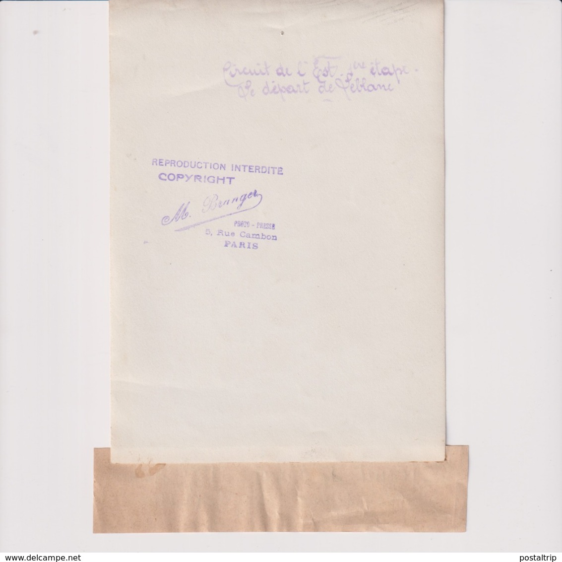 CIRCUIT DE L'EST 1ÈRE ÉTAPE LE DÉPART DE LEBLANC  18*13CM Maurice-Louis BRANGER PARÍS (1874-1950) - Aviación