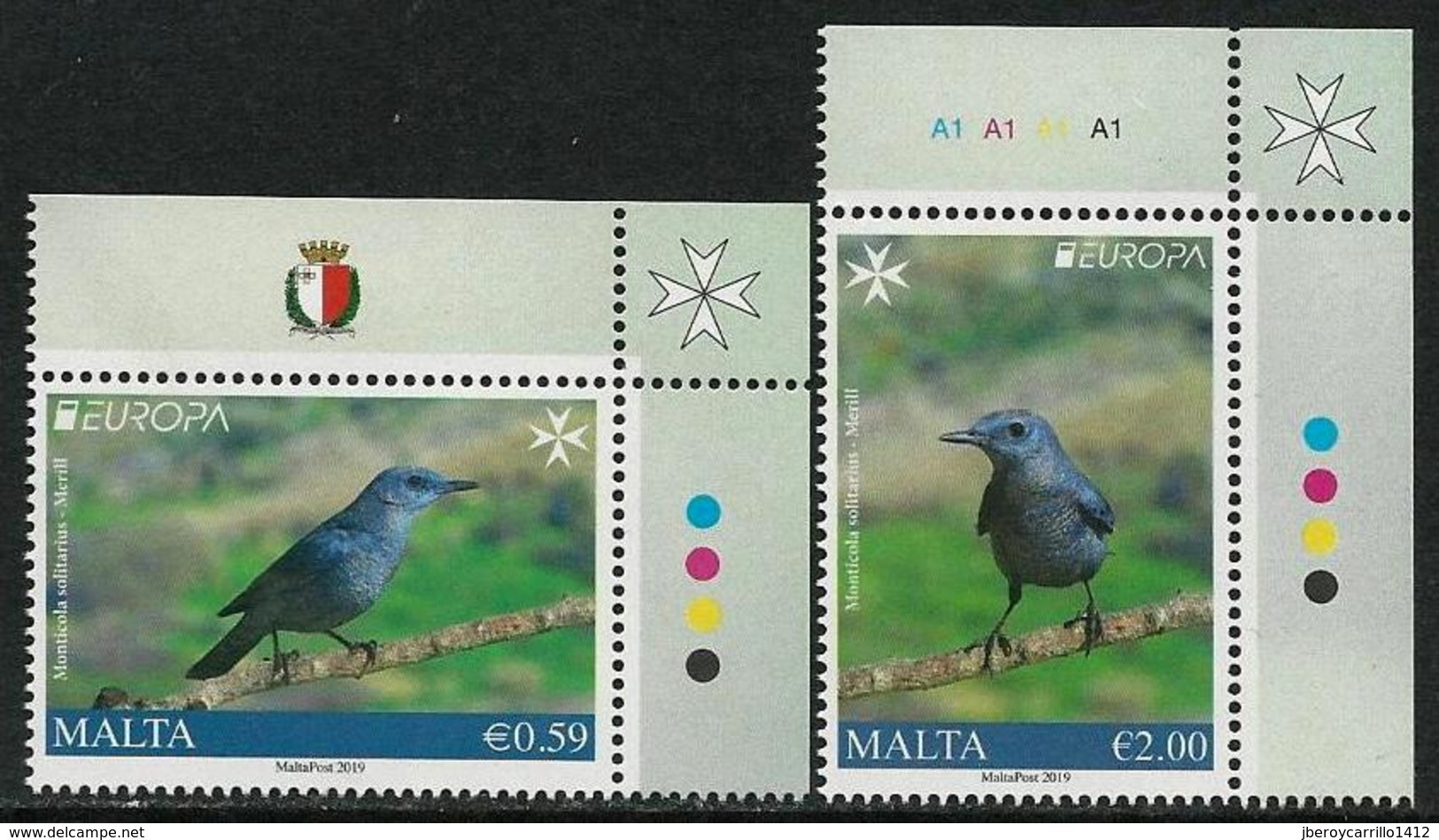 MALTA  -EUROPA 2019- NATIONAL BIRDS.-"AVES- BIRDS -VÖGEL- OISEAUX"- SERIE De 2 V. -  CH - 2019