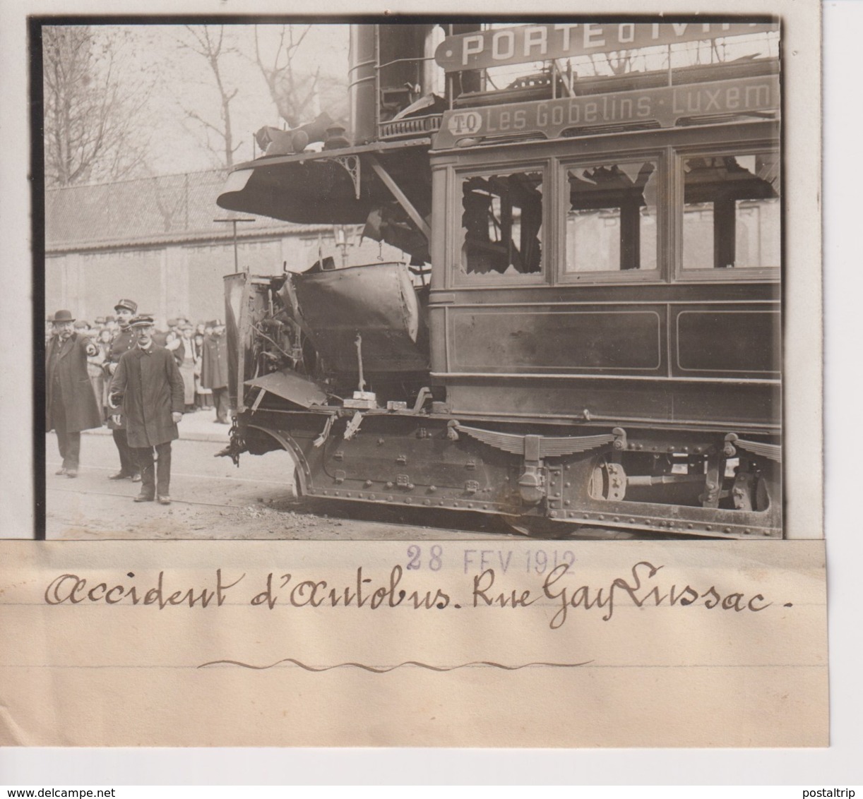 ACCIDENT D'AUTOBUS RUE GAY LUSSAC  LES GOBELINS 9*13CM Maurice-Louis BRANGER PARÍS (1874-1950) - Trenes