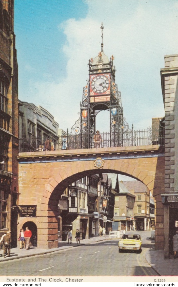 Postcard Ford Capri In Foreground On Eastgate Under The Clock In Chester My Ref  B13679 - Passenger Cars