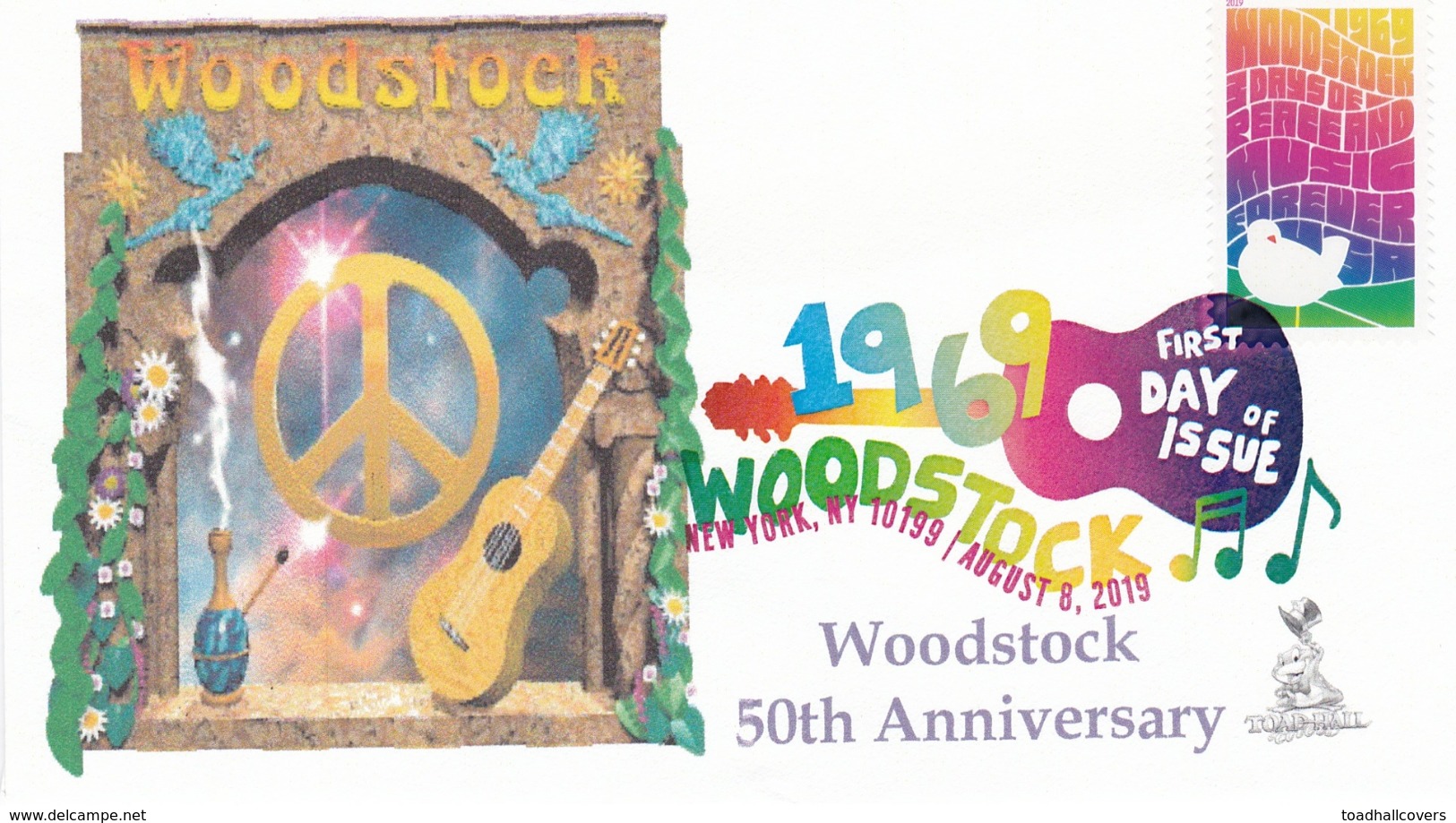 Woodstock 50th Anniversary FDC, NY, NY Digital Color (DCP) Pictorial Cancellation, From Toad Hall Covers! (#3 Of 4) - 2011-...