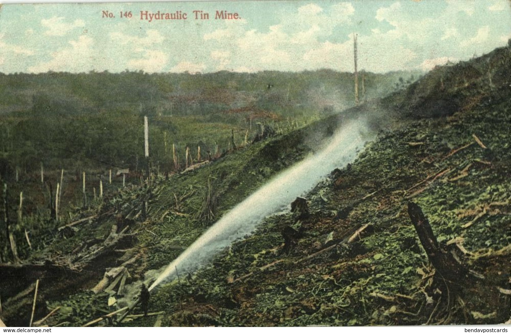 Straits Settlements, Malay Malaysia, Hydraulic Tin Mine (1913) Postcard - Malaysia