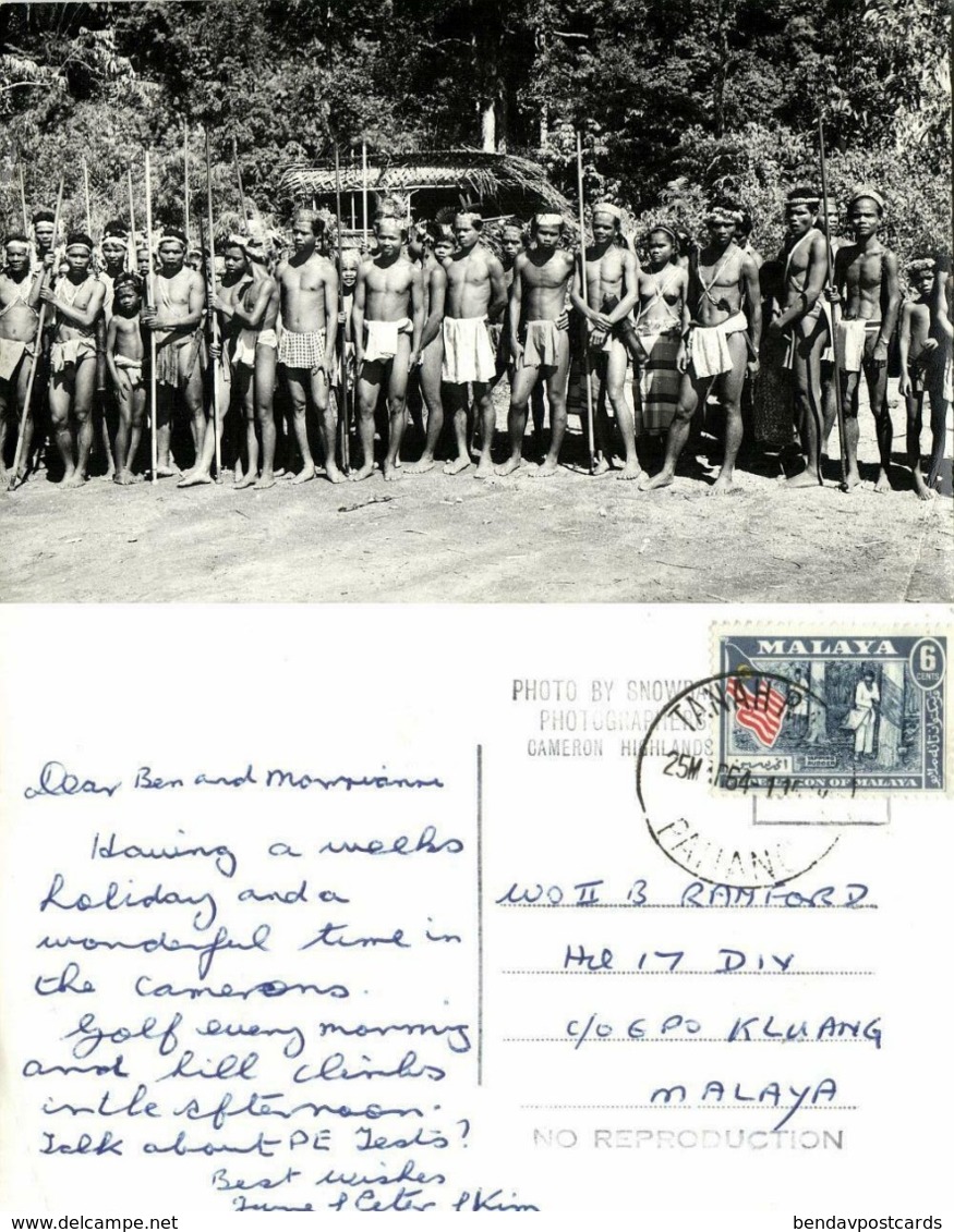 Malay Malaysia, PAHANG, Cameron Highlands, Armed Natives (1964) RPPC Postcard - Malaysia