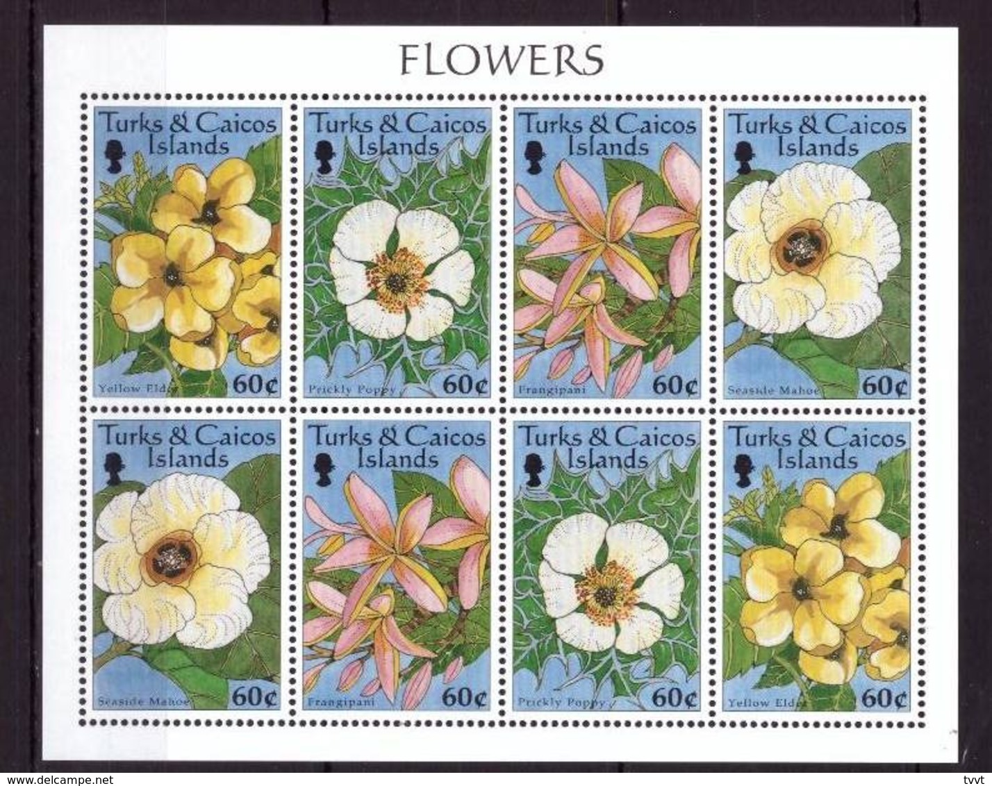 Turks And Caicos Islands, 1997. Flowers (s/s) - Sonstige & Ohne Zuordnung