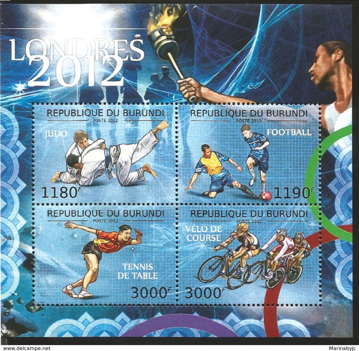 J) 2012 BURUNDI, JUDO, FOTBALL, TENIS TABLE, RACE BIKE, SOUVENIR SHEET - Other & Unclassified